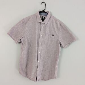 Vans Classic Fit Button-Up Shirt Men's Medium Gray Short Sleeve Casual Skate Sty